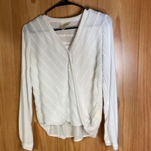 Small Maeve by Anthropologie long sleeve white wrap blouse!